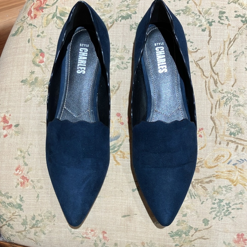 STYLE CHARLES scalloped flats/loafer Navy